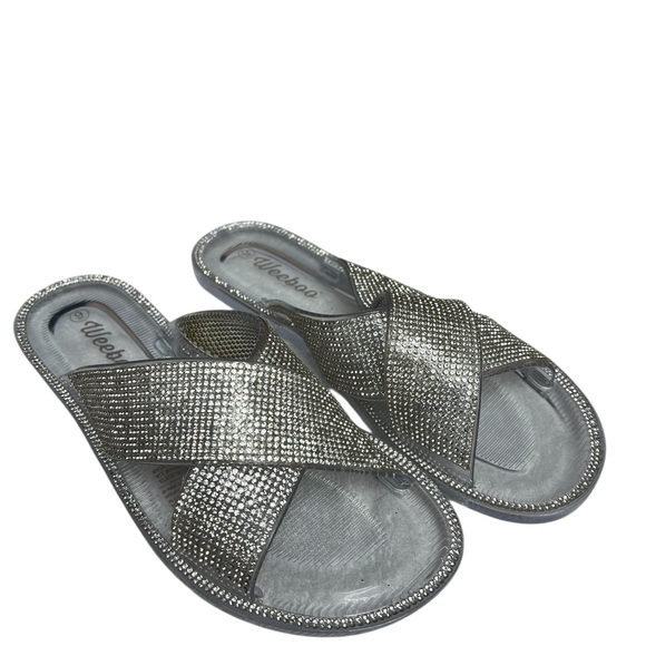 NIB Embellished Criss Cross Jelly Slides in Clear 9 - Picture 6 of 9